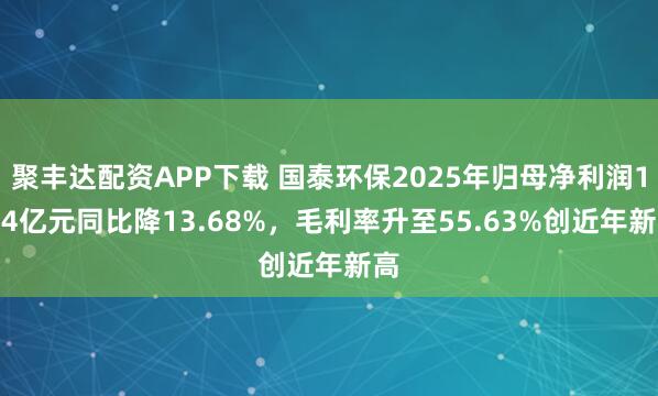聚丰达配资APP下载 国泰环保2025年归母净利润1.14亿元同比降13.68%，毛利率升至55.63%创近年新高
